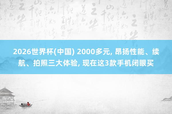 2026世界杯(中国) 2000多元， 昂扬性能、续航、拍照三大体验， 现在这3款手机闭眼买