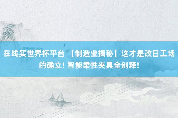在线买世界杯平台 【制造业揭秘】这才是改日工场的确立! 智能柔性夹具全剖释!