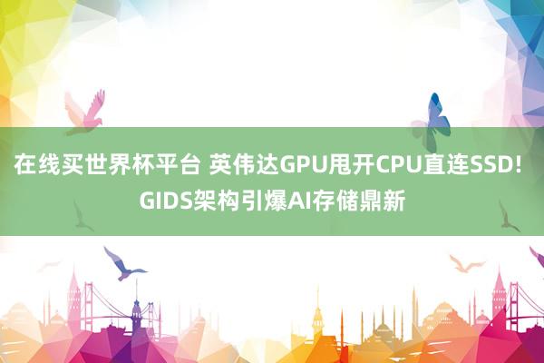 在线买世界杯平台 英伟达GPU甩开CPU直连SSD! GIDS架构引爆AI存储鼎新