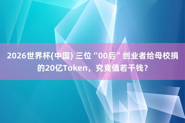 2026世界杯(中国) 三位“00后”创业者给母校捐的20亿Token，究竟值若干钱？
