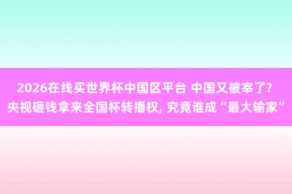 2026在线买世界杯中国区平台 中国又被宰了? 央视砸钱拿来全国杯转播权， 究竟谁成“最大输家”