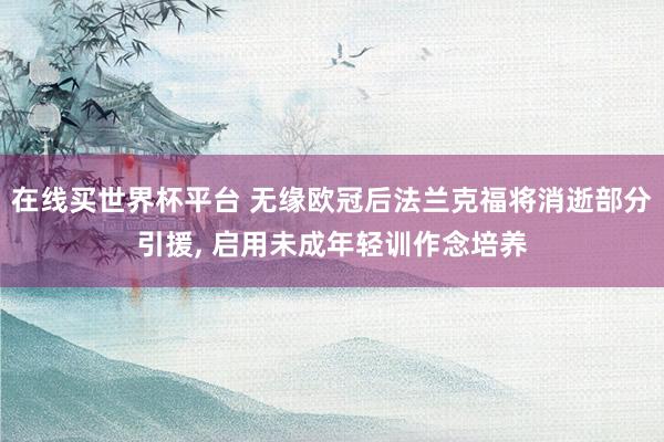 在线买世界杯平台 无缘欧冠后法兰克福将消逝部分引援， 启用未成年轻训作念培养