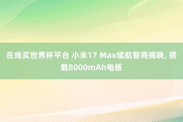 在线买世界杯平台 小米17 Max续航智商揭晓， 搭载8000mAh电板