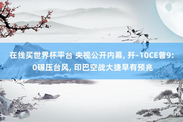 在线买世界杯平台 央视公开内幕， 歼-10CE曾9: 0碾压台风， 印巴空战大捷早有预兆