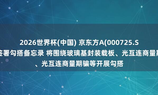 2026世界杯(中国) 京东方A(000725.SZ)与康宁公司签署勾搭备忘录 将围绕玻璃基封装载板、光互连商量期骗等开展勾搭