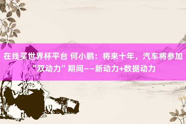 在线买世界杯平台 何小鹏：将来十年，汽车将参加“双动力”期间——新动力+数据动力