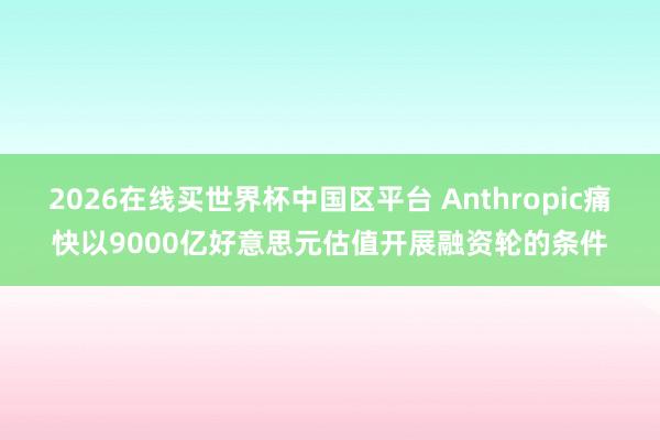 2026在线买世界杯中国区平台 Anthropic痛快以9000亿好意思元估值开展融资轮的条件
