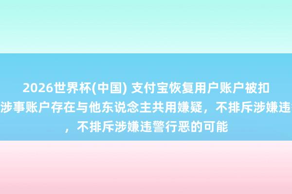2026世界杯(中国) 支付宝恢复用户账户被扣184万：由于涉事账户存在与他东说念主共用嫌疑，不排斥涉嫌违警行恶的可能