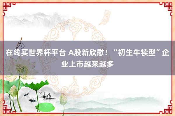 在线买世界杯平台 A股新欣慰！“初生牛犊型”企业上市越来越多