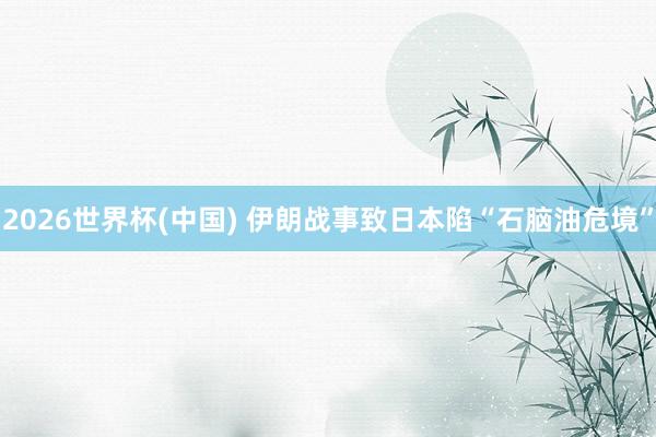 2026世界杯(中国) 伊朗战事致日本陷“石脑油危境”