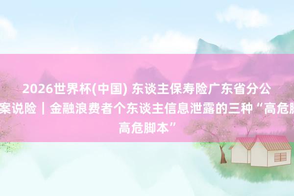 2026世界杯(中国) 东谈主保寿险广东省分公司以案说险｜金融浪费者个东谈主信息泄露的三种“高危脚本”