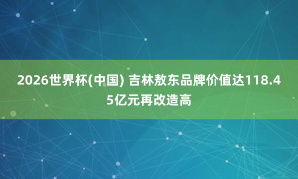 2026世界杯(中国) 吉林敖东品牌价值达118.45亿元再改造高