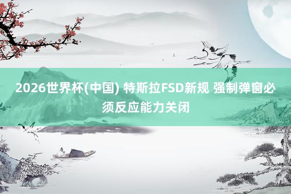 2026世界杯(中国) 特斯拉FSD新规 强制弹窗必须反应能力关闭