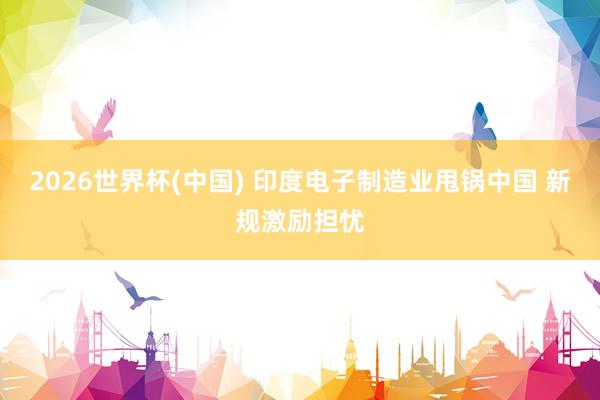 2026世界杯(中国) 印度电子制造业甩锅中国 新规激励担忧