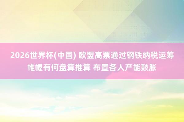 2026世界杯(中国) 欧盟高票通过钢铁纳税运筹帷幄有何盘算推算 布置各人产能鼓胀