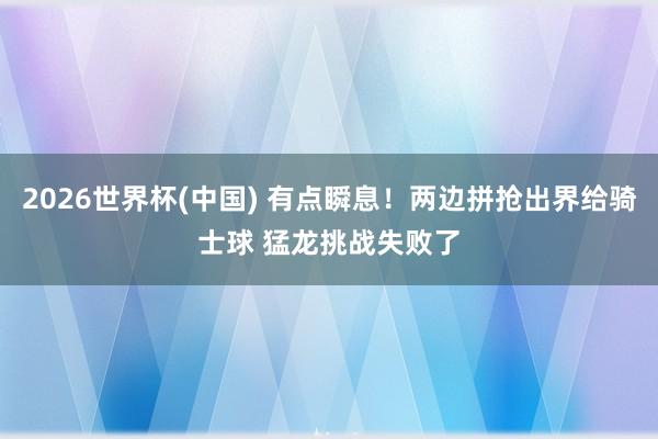 2026世界杯(中国) 有点瞬息！两边拼抢出界给骑士球 猛龙挑战失败了