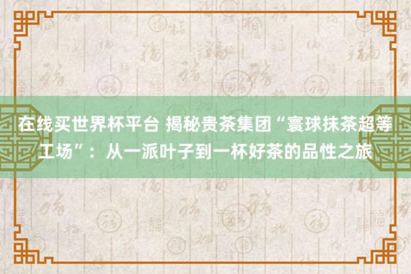 在线买世界杯平台 揭秘贵茶集团“寰球抹茶超等工场”：从一派叶子到一杯好茶的品性之旅