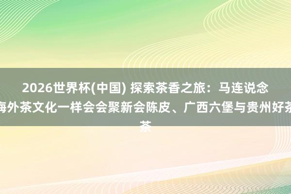 2026世界杯(中国) 探索茶香之旅：马连说念海外茶文化一样会会聚新会陈皮、广西六堡与贵州好茶
