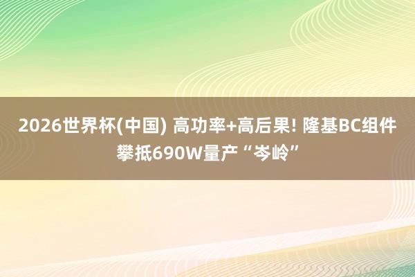 2026世界杯(中国) 高功率+高后果! 隆基BC组件攀抵690W量产“岑岭”