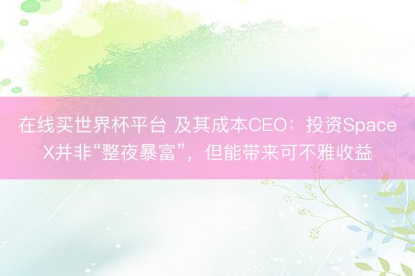 在线买世界杯平台 及其成本CEO：投资SpaceX并非“整夜暴富”，但能带来可不雅收益