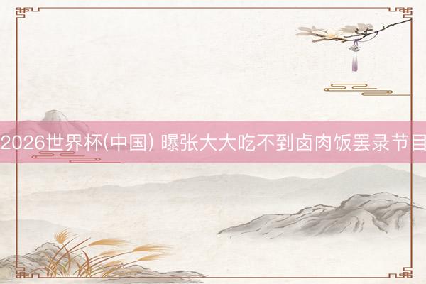 2026世界杯(中国) 曝张大大吃不到卤肉饭罢录节目