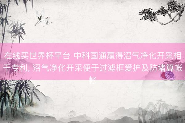 在线买世界杯平台 中科国通赢得沼气净化开采相干专利， 沼气净化开采便于过滤框爱护及防堵算帐