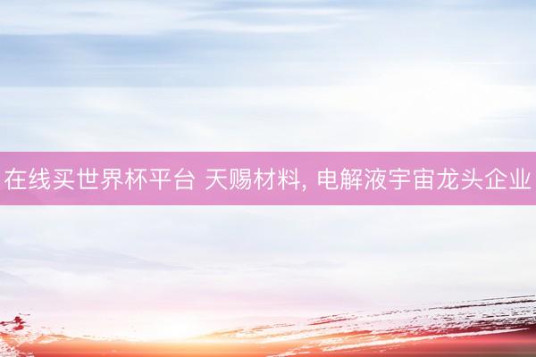 在线买世界杯平台 天赐材料， 电解液宇宙龙头企业
